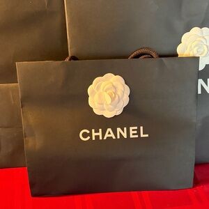 5 Chanel Black Gift Bags with White Logo assorted sizes